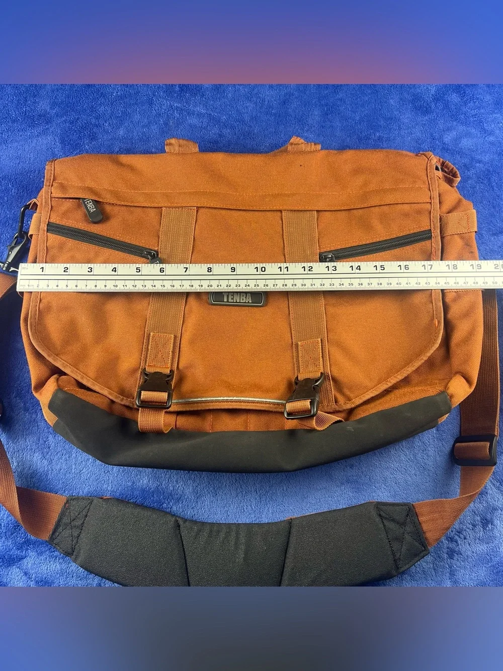 Tenba Orange Nylon Messenger Camera Photo Bag Crossbody Laptop Case